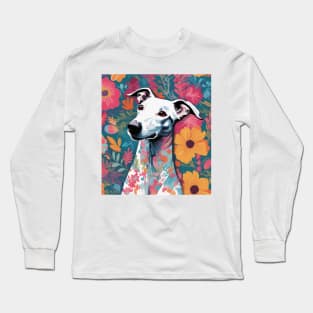 Garden Grey, Colorful Greyhound with Flowers Long Sleeve T-Shirt